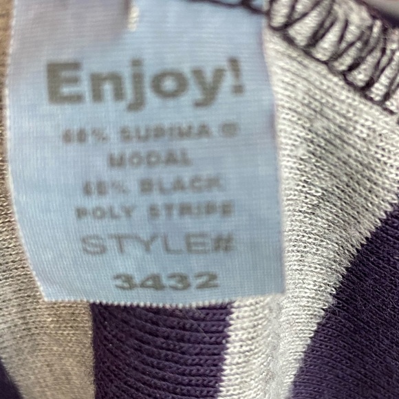 Michael Stars Navy Gray Stripe T shirt - Picture 7 of 7